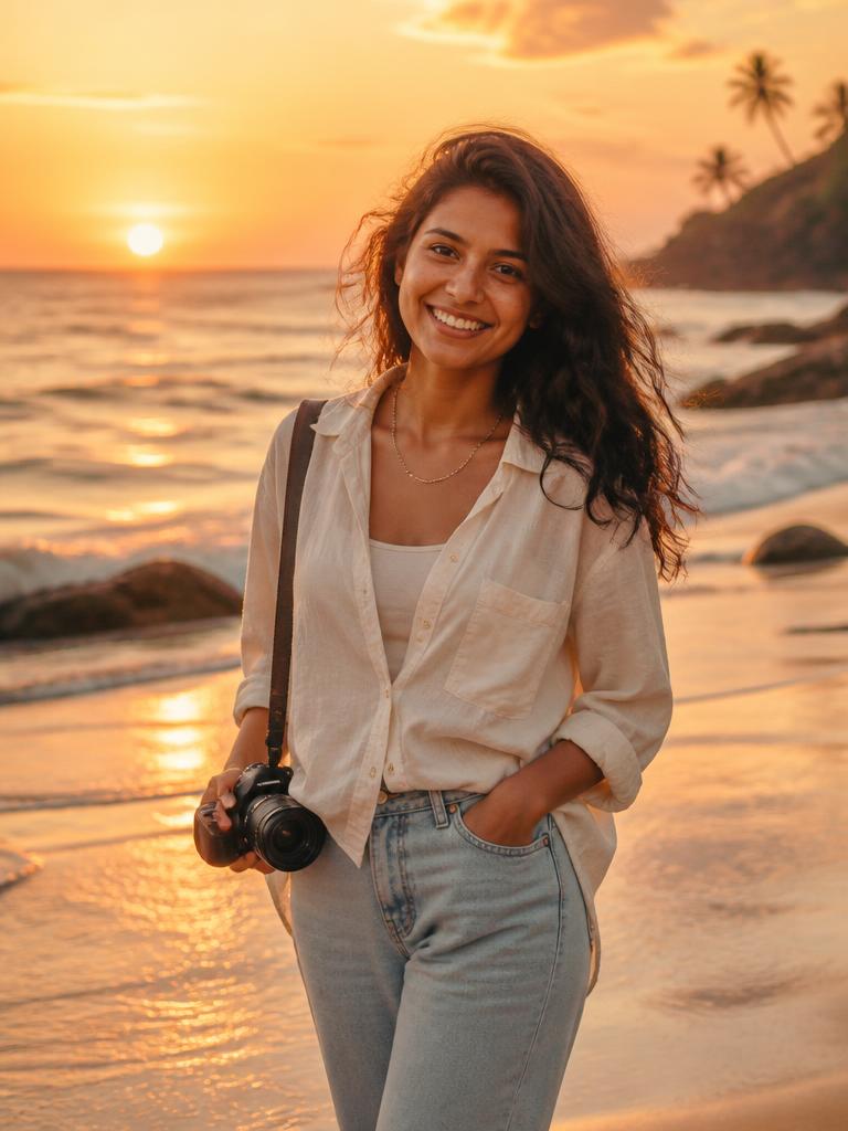 Kiara — Sunset chaser, salt in her hair AI companion on Singlecompanion